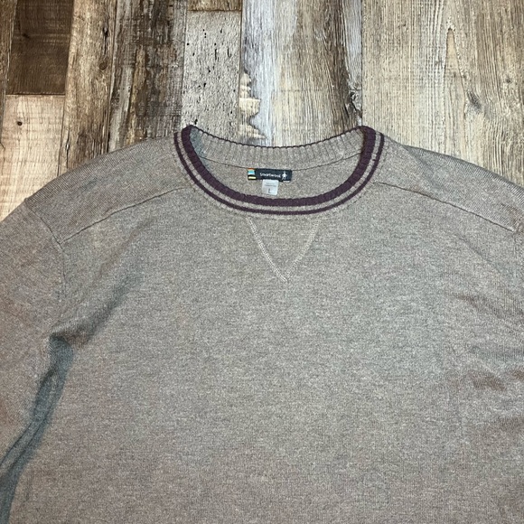 Smartwool Men’s Wool Blend Crewneck Sweater in Brown Size Large - Picture 2 of 5